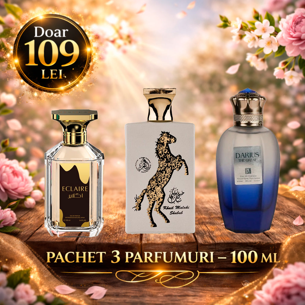 Pachet 3 Parfumuri 100 ml Darius The Great , Eclaire Black , Khail Malaki Shabab