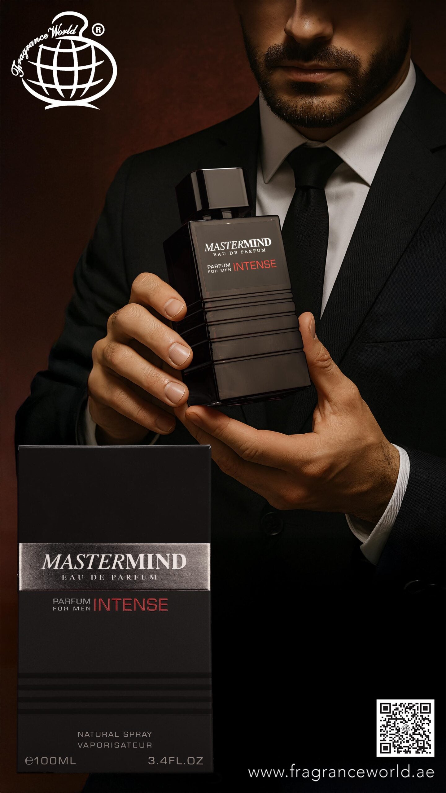 Apa de Parfum Mastermind Men Intense by Fragrance World, Barbati, 100 ml