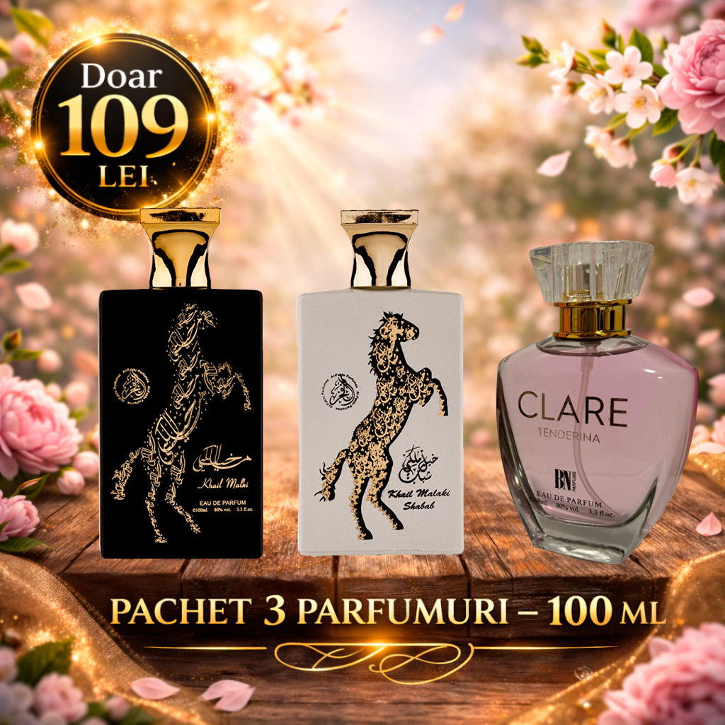 Pachet 3 Parfumuri 100 ml Khail Malaki Shabab , Khail Malakik , Clare Tenderina
