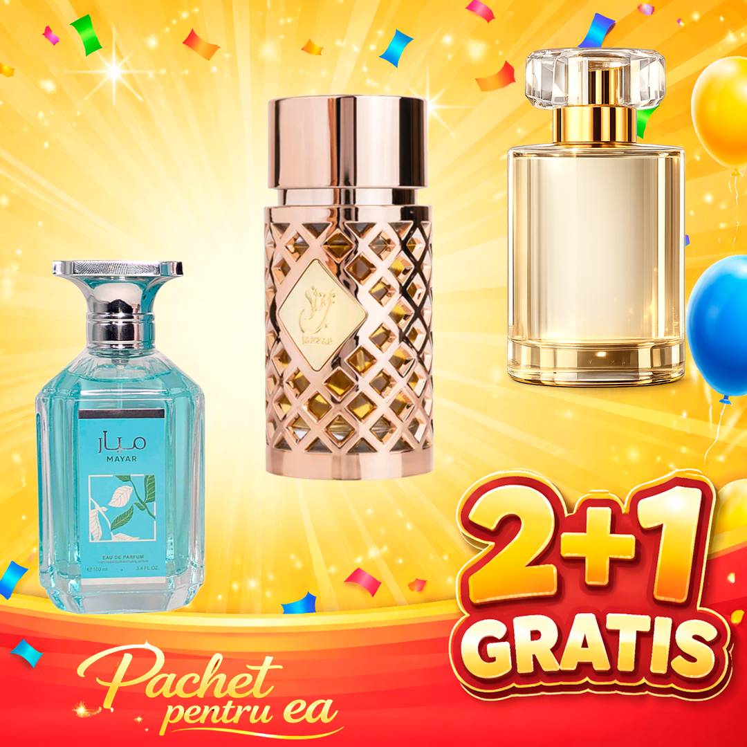 Pachet 3 Parfumuri Dama + Jazzab Gold + Mayar Natural + 1 x Parfum Cadou