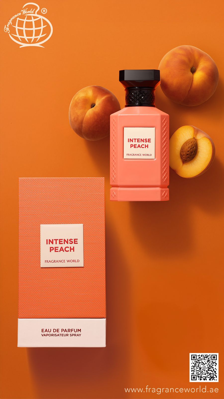 Apa de Parfum Fragrance World, Intense Peach, Unisex, 150 ml
