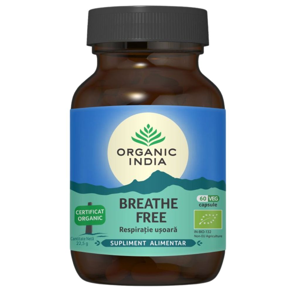 Organic India Breathe Free Respirație Ușoară, 60 capsule