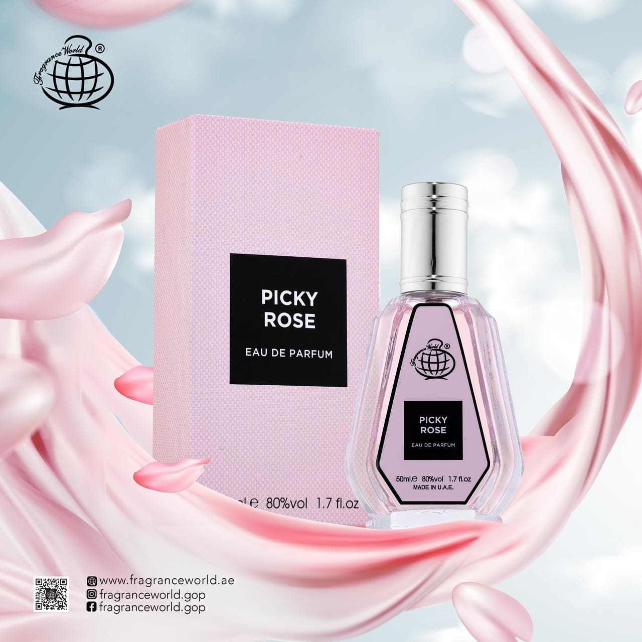 Apa de Parfum Fragrance World, Picky Rose, Unisex, 50 ml