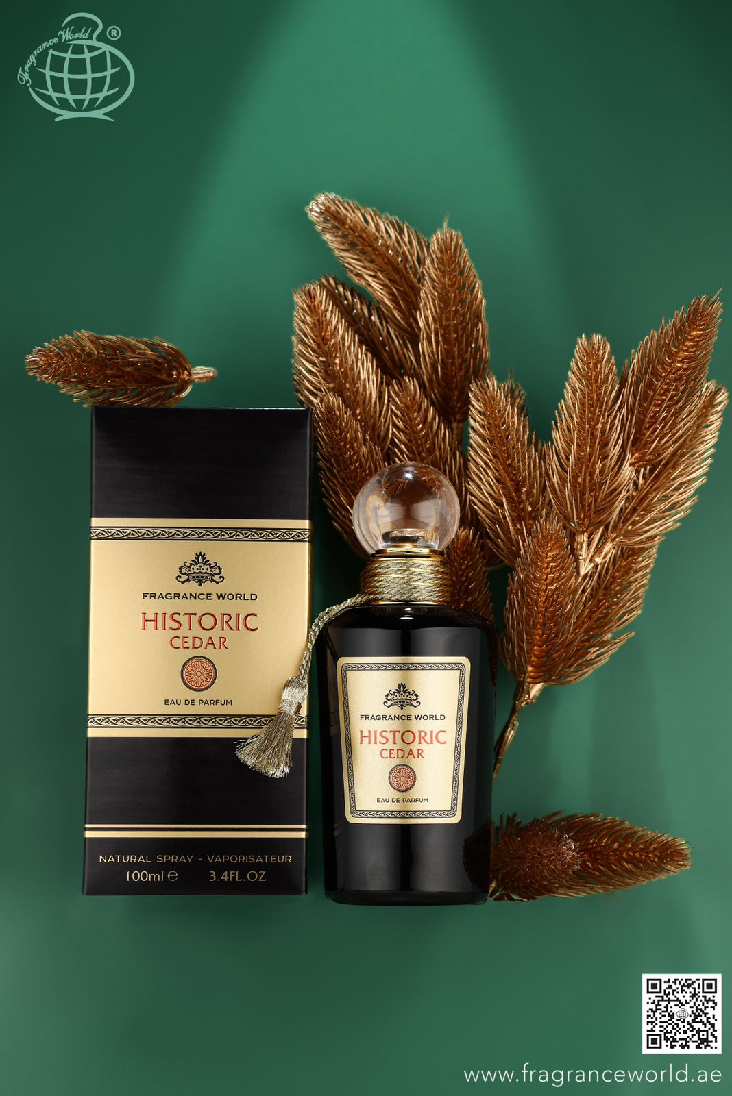 Apa de Parfum Historic Cedar by Fragrance World, Unisex, 100 ml