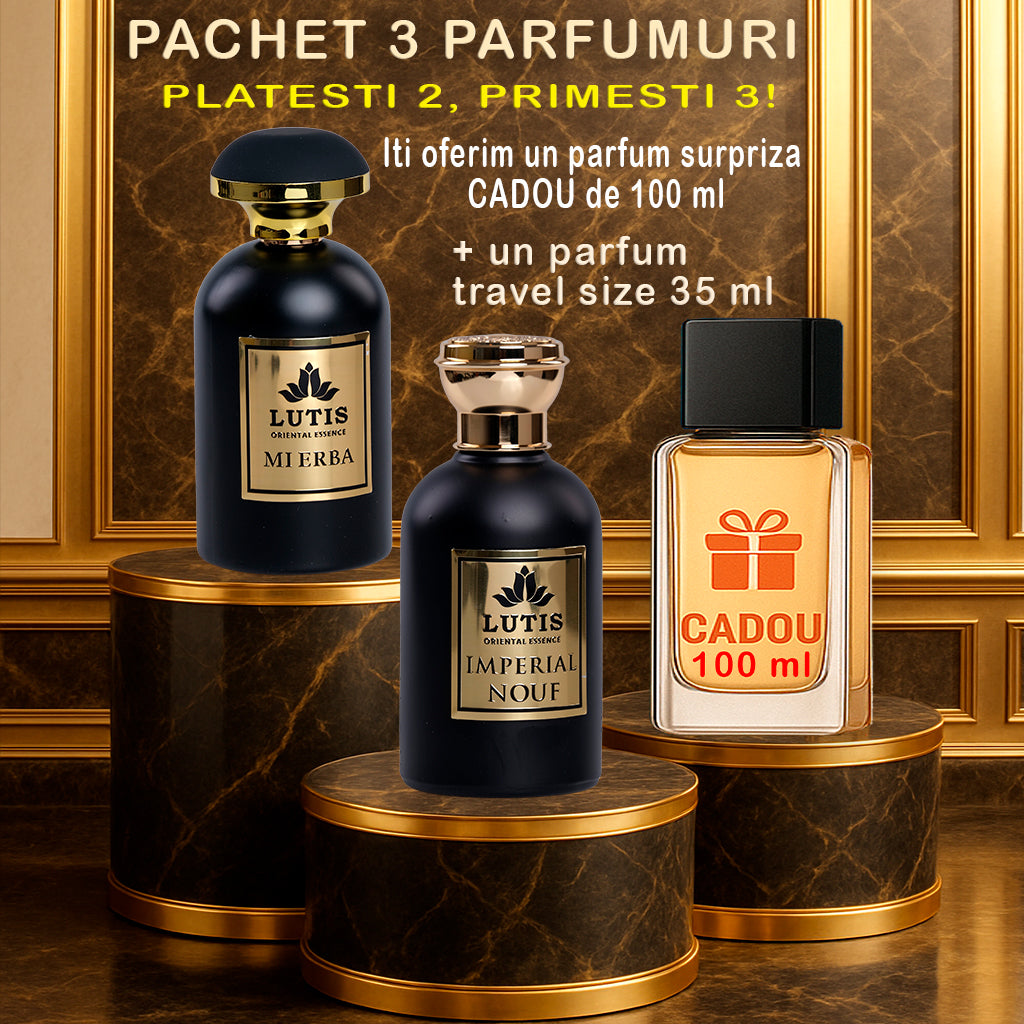 Pachet Parfum Arabesc Imperial Nouf 100 ml – Mi Erba 100 ml+Parfum 100 ml Cadou surpriză