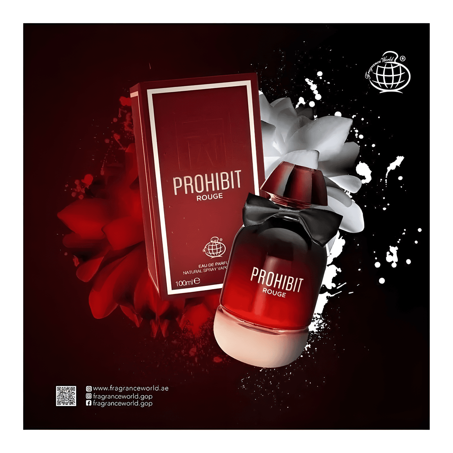 Apa de Parfum Prohibit Rouge by Fragrance World, Femei, 100 ml