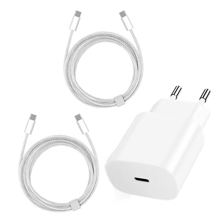 Super Fast Charge 35W Charger, Rqiurpn, 2-Piece Set, 2M Type-C Cables, Compatible with iPhone 15/16, Compact, White