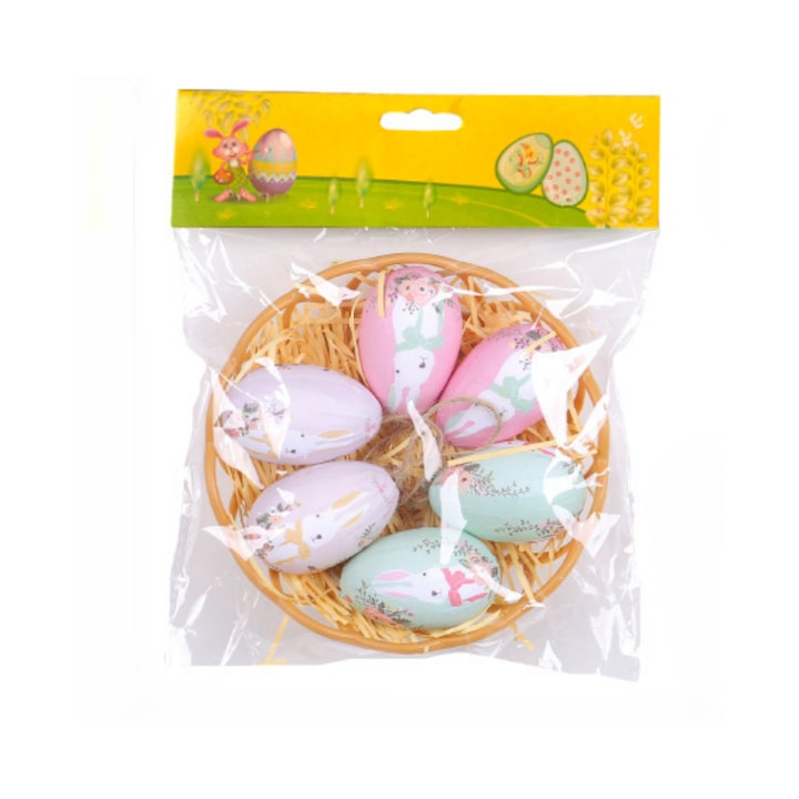 Set 6 oua decorative de Paste Plastic 20x17x4cm Multicolor