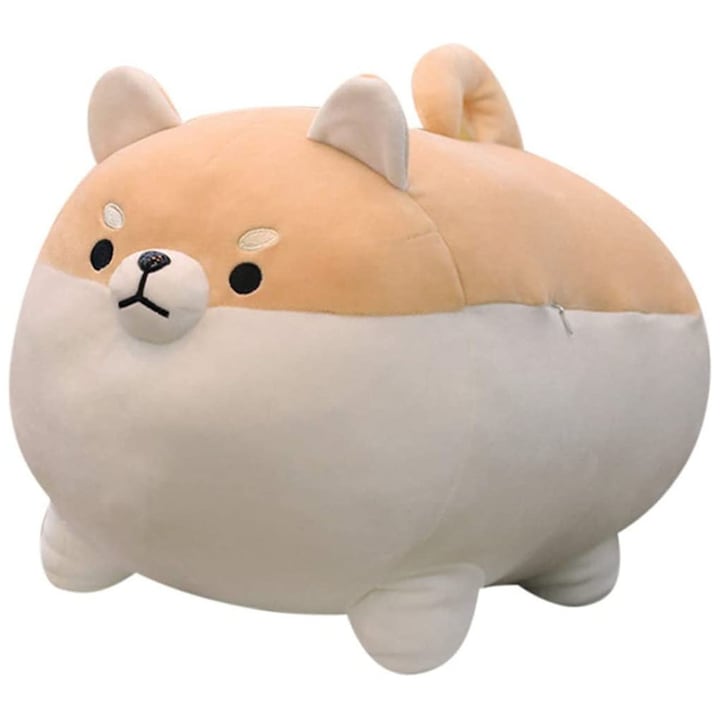 Perna de plus Corgi Dog Soft Shiba Inu Akita Jucarie pentru animale umplute 35 cm Maro/Alb