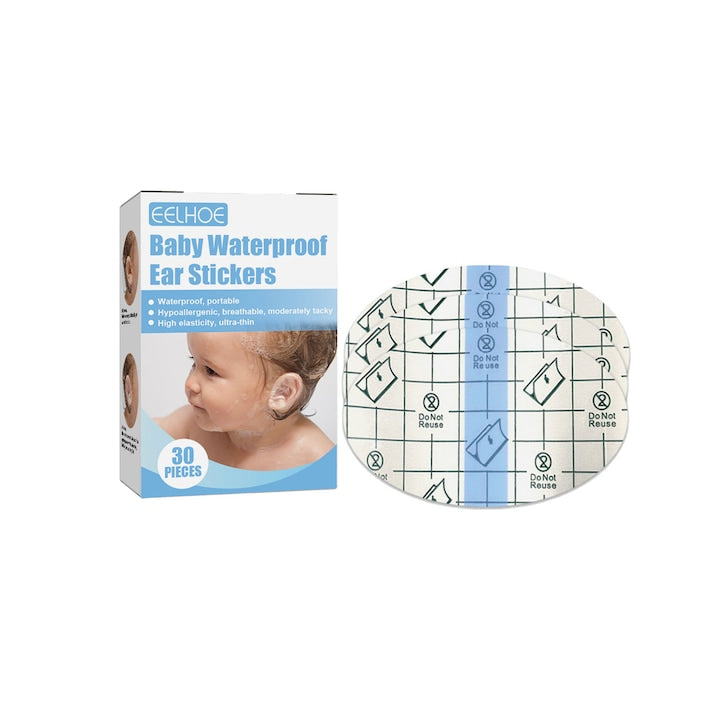 Set 30 protectie urechi antibacterian si protectie apa pentru copii tip folie