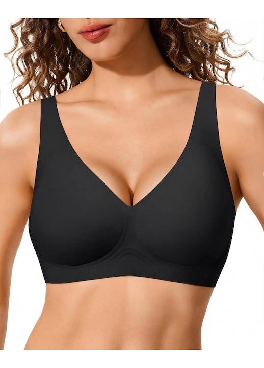 TUNANAN - - Sutien dama Sutiene fara cusaturi push up bustiere moale confortabil Negru 12 rate cu 0% dobândă