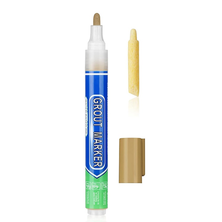 Marker cu Pasta Corectoare Permanenta cu Uscare Rapida SUPER TRENDS® Pentru Acoperirea Rosturilor sau Gaurilor din Gresie Faianta si Marmura Plus un Capat de Rezerva Crem 15 ML