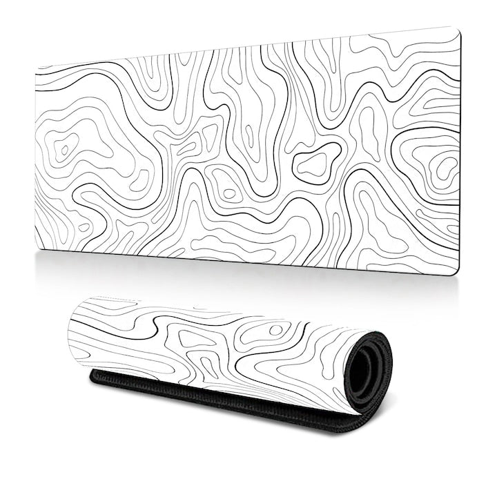 Mouse Pad Gaming & Birou 80x30x3 cm Baza Cauciuc Anti-Alunecare Margini Cusute Rezistent la Apa Compatibil cu Toate Mouse-urile alb