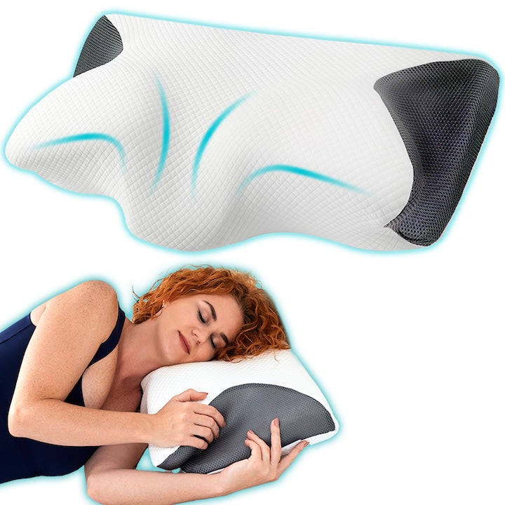 Perna ortopedica pentru dormit Suporto®️ din spuma cu memorie cu extensii si suport cervical
