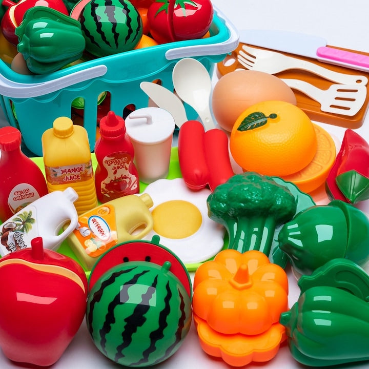 Fruit and vegetable play set, 36 pieces, Kids' kitchen, role-play, fantasy, 3 years+, vegetable cutting, multicolor, 23x13x16cm