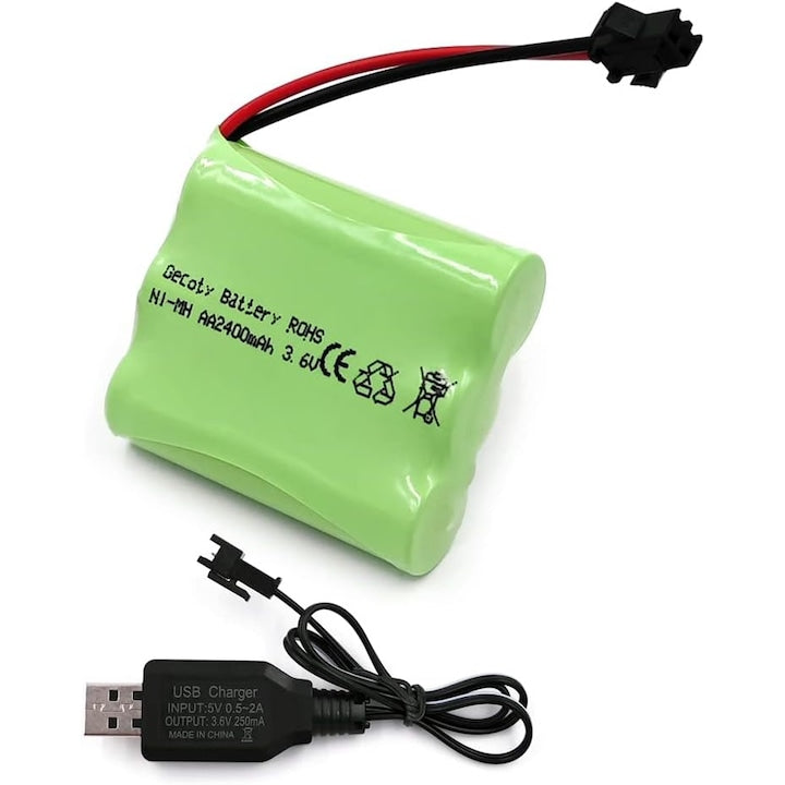 Baterie 3.6V 2400mAh Ni-MH AA cu SM-2P 2Pin Plug pentru RC Truck Cars