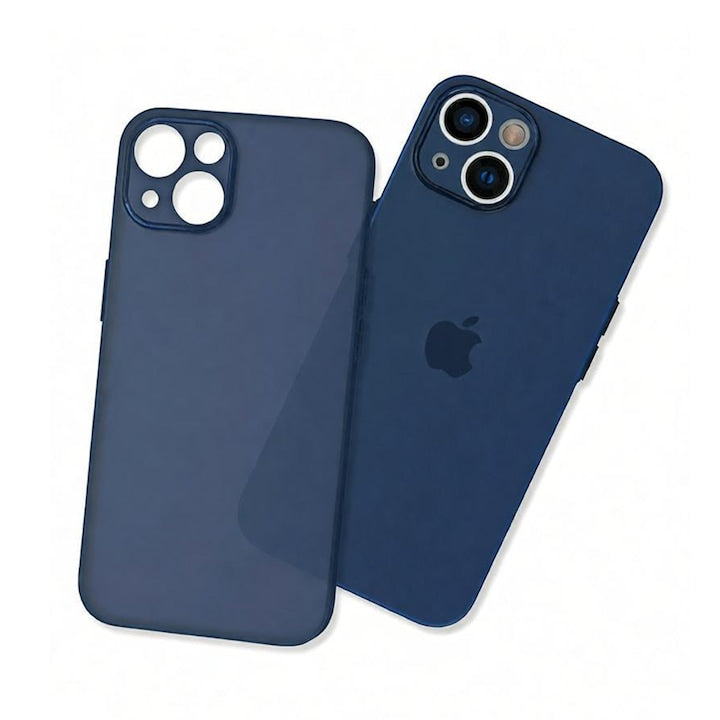 Set 2 Husa pentru iPhone 16 Pro Max Ultrasubtire TPU Mata anti-amprente 0.3mm Frosted Albastru inchis