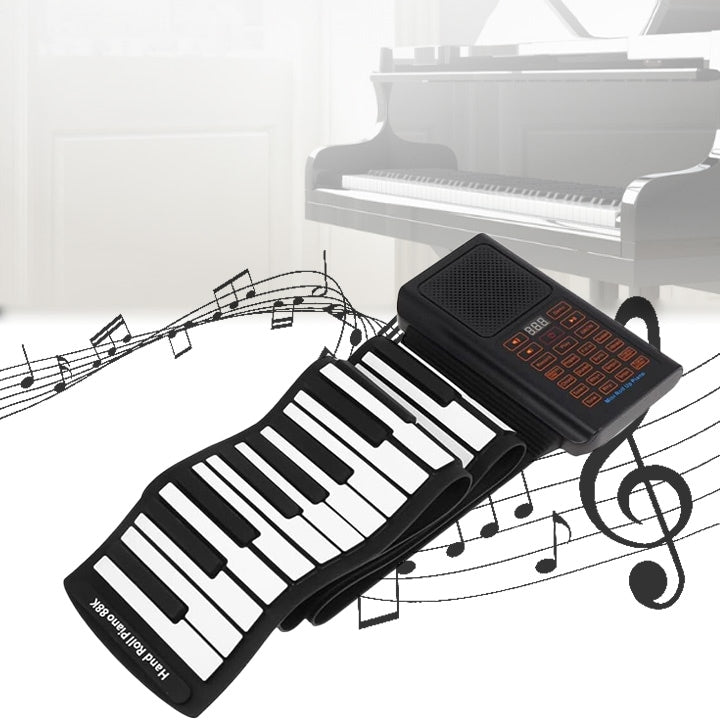 Pian Multifunctional Pliabil Portabil cu 88 de Taste Piduules 20 de Melodii Demonstrative 128 de Tone 128 de Ritmuri Usor de Curatat Impermeabil Alb si Negru pentru Copii si Adulti