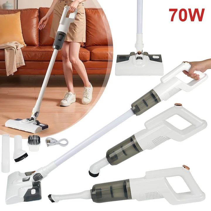 Cordless Vacuum Cleaner 7000Pa 104cm height white color with 210ml tank complete set