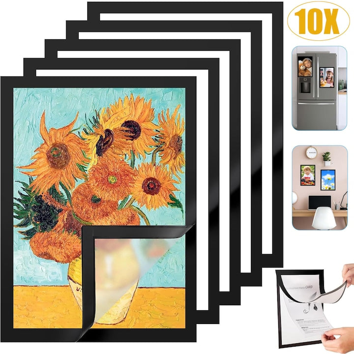 Pack of 10 Magnetic A4 Photo Frames CHOOLY Black Multifunctional 24x32.5cm