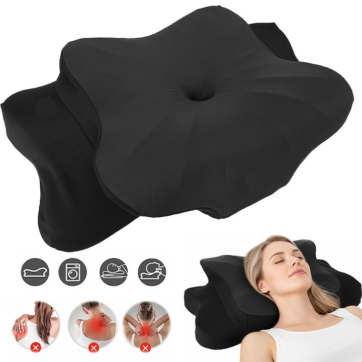 Perna ortopedică CHOOLY ergonomic spumă cu memorie suport cervical negru 62x38cm