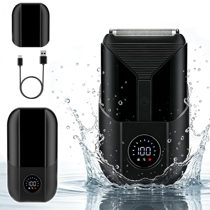 Aparat de Ras Electric Barbatesc SANSES Afisaj LCD IPX6 Autonomie 90min 8500 RPM Type-C Blocare Calatorie Impermeabil pentru Barba/Cap Negru