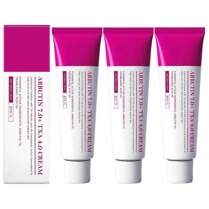 Crema de fata Arbutin 7% + Acid Tranexamic 4% set 3 buc 50g textura usoara pentru uniformizarea tonului pielii