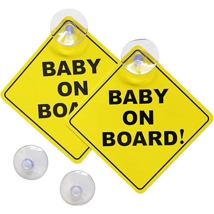 Set of 2 resistant Baby on Board stickers 13.5x13.5cm