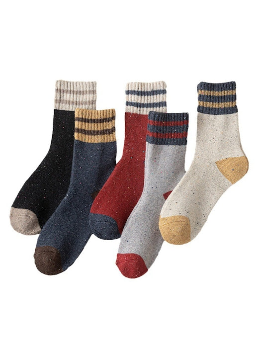 OEM - Set of 5 pairs of winter thickened women's mid-calf fur socks, cotton/polyester/elastane, multicolor, EU 35-40