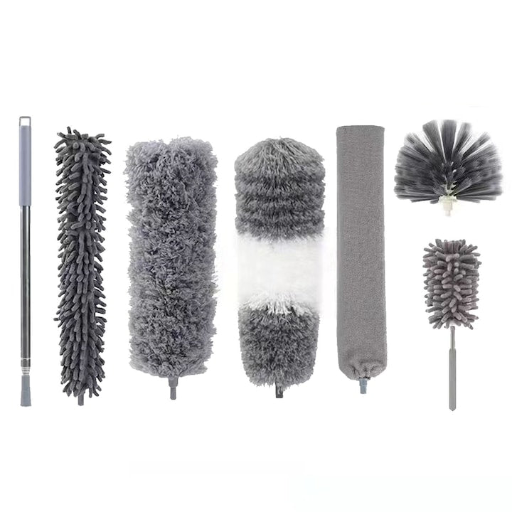 Pamatuf 7in1 Darklove Pentru curatat praful Maner aluminiu extensibil pana la 240 cm Reutilizabil dupa spalare Pentru locuri greu accesibile Usor de curatat Microfibre/Otel inoxidabil Gri/Argintiu
