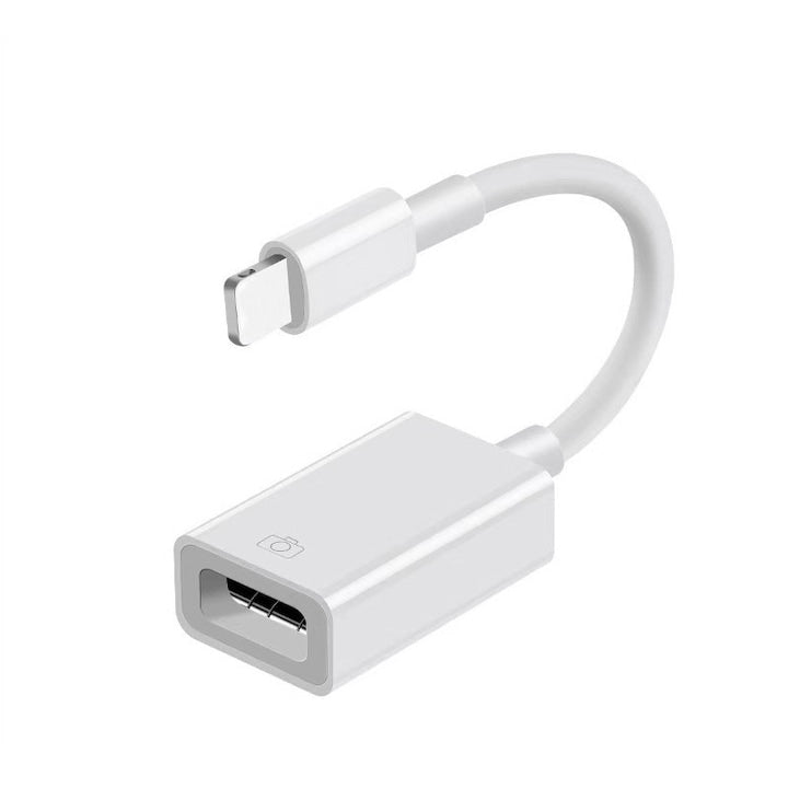 Adaptor OTG USB 3.0 mama la Lightning 8 pini tata transfer foto video si fisiere pentru iPhone si iPad iOS 9.2-13 sundiguer Alb