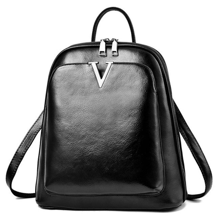 No brand - Women's Backpack Nonstandard B633 Genuine Leather Black 12 installments with 0% interest