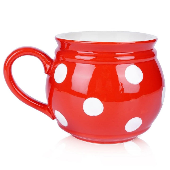 Cana De Baut Orion Pentru Ceai Cafea Cacao Design Clasic Maner Confortabil Capacitate Mare Ceramica 950 Ml 18 X 14 X 11.5 Cm Rosu