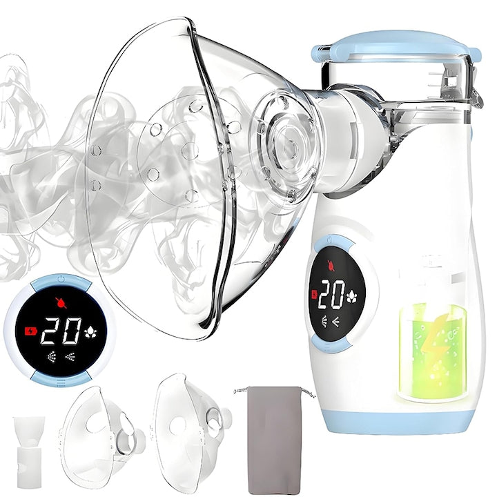 Aparat Aerosoli Rqiurpn Nebulizator Ultrasonic Portabil functie de auto-curatare Validat Clinic utilizare silentioasa Aaccesorii Tehnologie Mesh Pentru Copii si Adulti incarcabil prin USB
