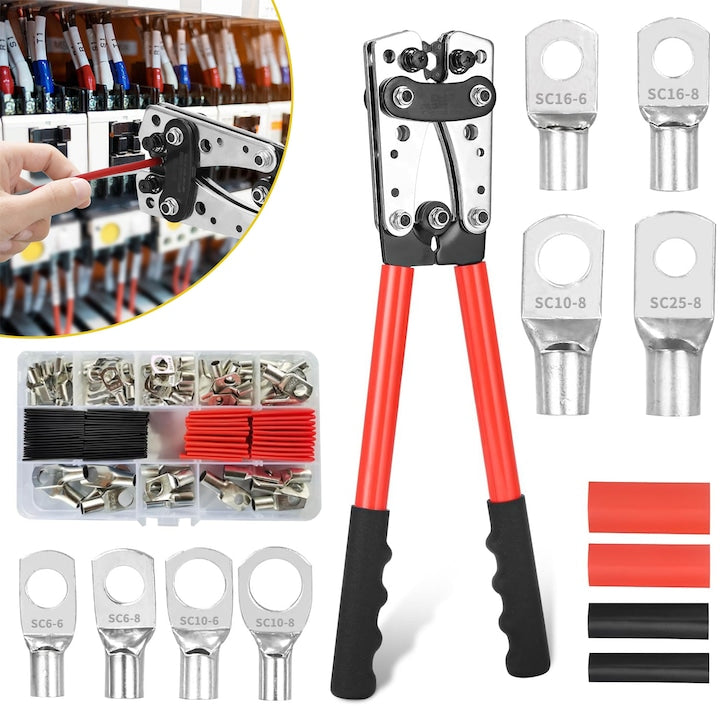 Cleste De Sertizare Pentru Cabluri De Baterie Cleste De Electrician Manual Pentru Sertizarea Cablurilor De La 6-50 mm² (AWG 10-1/0) Instrumente De Sertizare Pentru Terminale De Cabluri De Baterie