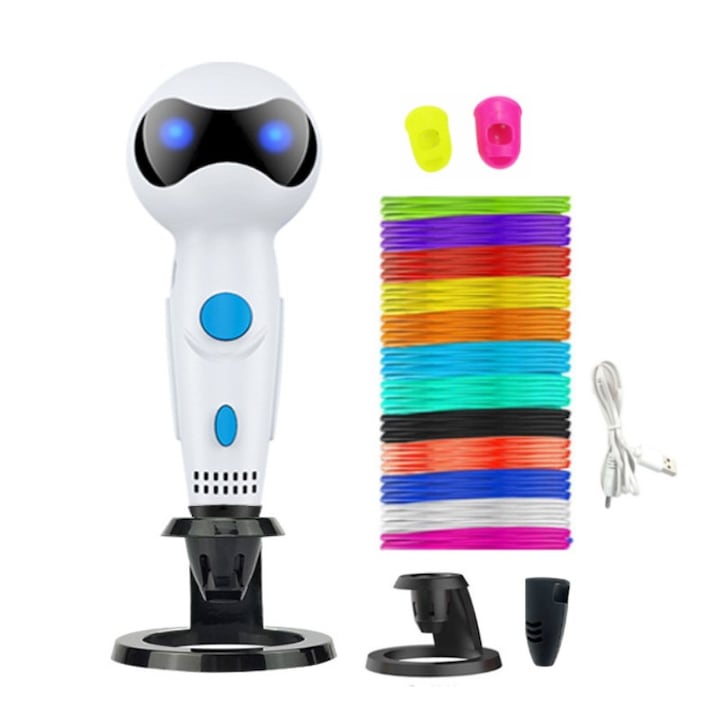 Kit stilou pentru imprimare 3D Walalla cu afisaj LED geanta de transport filament PLA de 1 75 mm 12 culori lungime totala 36 de metri potrivit pentru pictori designeri de produs si pasionati. Kit stilou pentru imprimare 3D Walalala cu afisaj LE