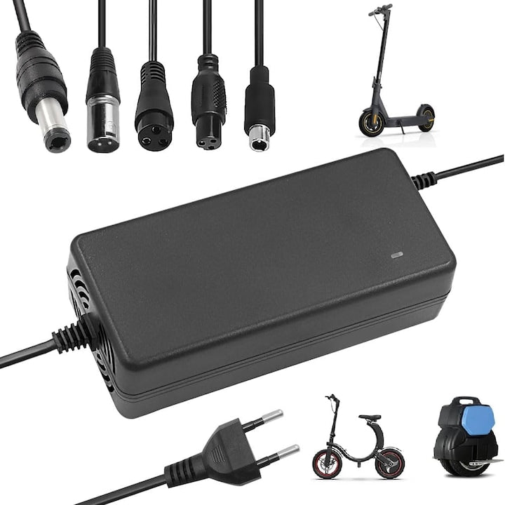 Incarcator Li-ion pentru baterie litiu 42V Cablu de incarcare pentru trotineta electrica incarcator pentru hoverboard cu 5 porturi incarcator Xiaomi pentru hoverboard trotineta electrica negru