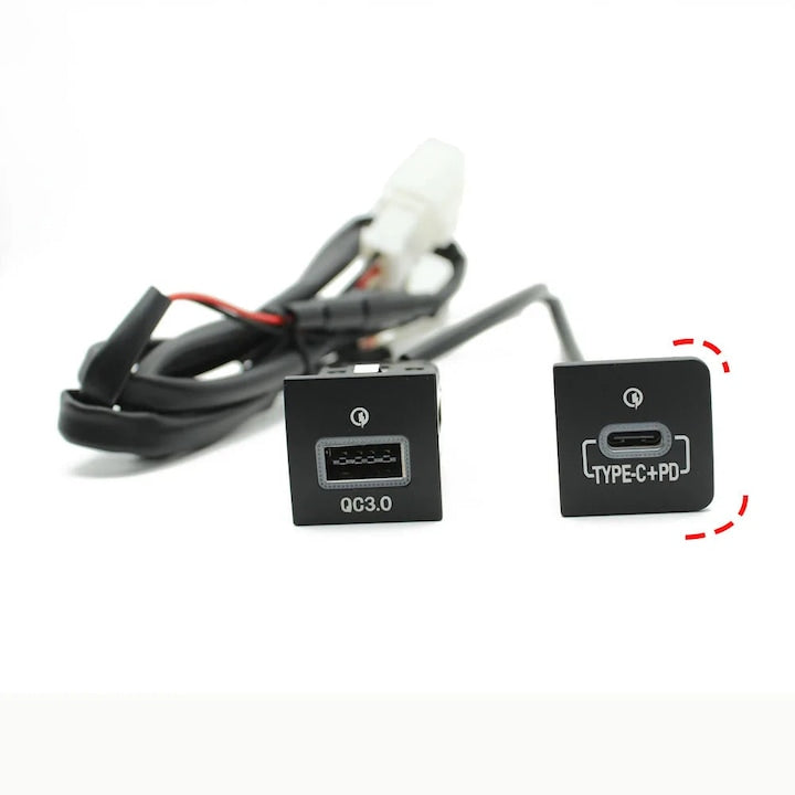 Incarcator auto USB OUYLAF PD Quick Charge QC3.0 pentru VW Golf 6 Jetta 5 Scirocco 2006-2012 Doua prize design compact negru