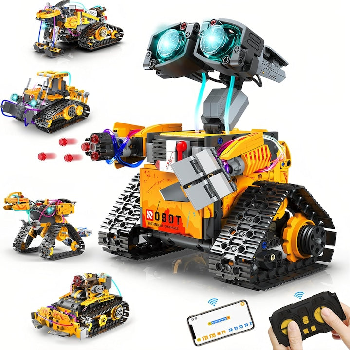 Set de constructie 5-in-1 WALALLA robot cu telecomanda 673 piese control prin aplicatie si telecomanda pentru copii 6+