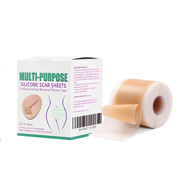 Rola plasture cicatrici TREXORA reutilizabil gel de silicon medical waterproof culoare pielii 4x150cm