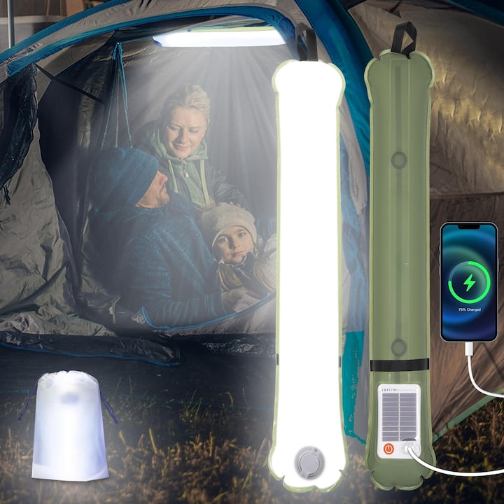 Bare luminoase solare pentru camping lumini de cort reincarcabile 2000mAh pliabile gonflabile pentru exterior impermeabile IP66 tub luminos LED pentru camping drumetii calatorii si multe altele WALALLA 60CM