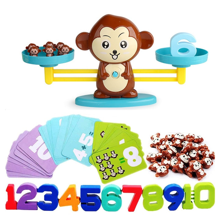 Joc educativ FooFoony Maimuta tip balanta set 65 piese multicolor
