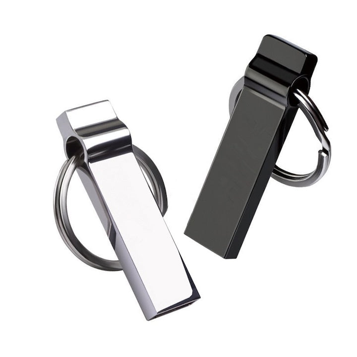 Set de 2 Stick Memorie Fantasy USB 3.0 Flash Drive 128GB transfer rapid intre dispozitive 48*14*5mm breloc compact si portabil compatibil cu telefoane mobile computere desktop laptopuri sisteme audio auto difuzoare Negru/argintiu
