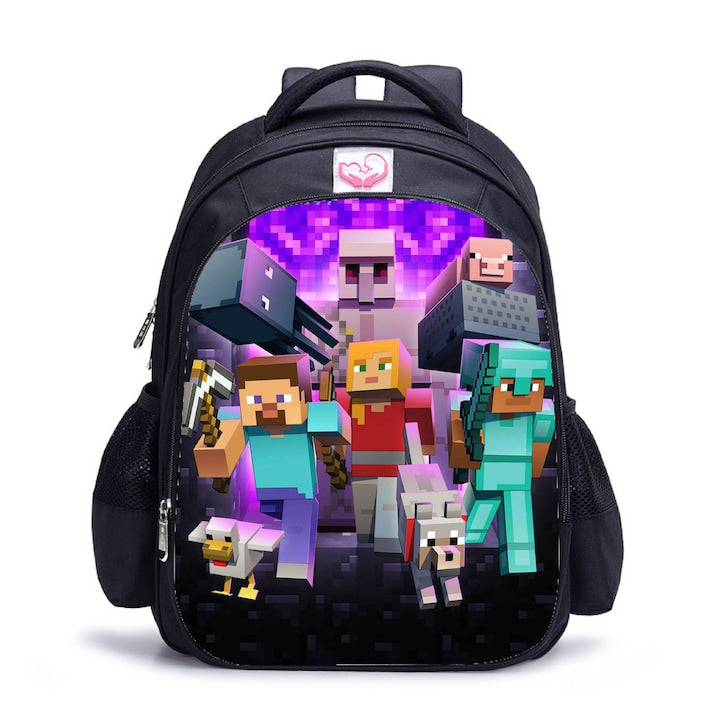 Rucsac Minecraft Anutetouni Poliester 2 compartimente cu fermoar Model ergonomic