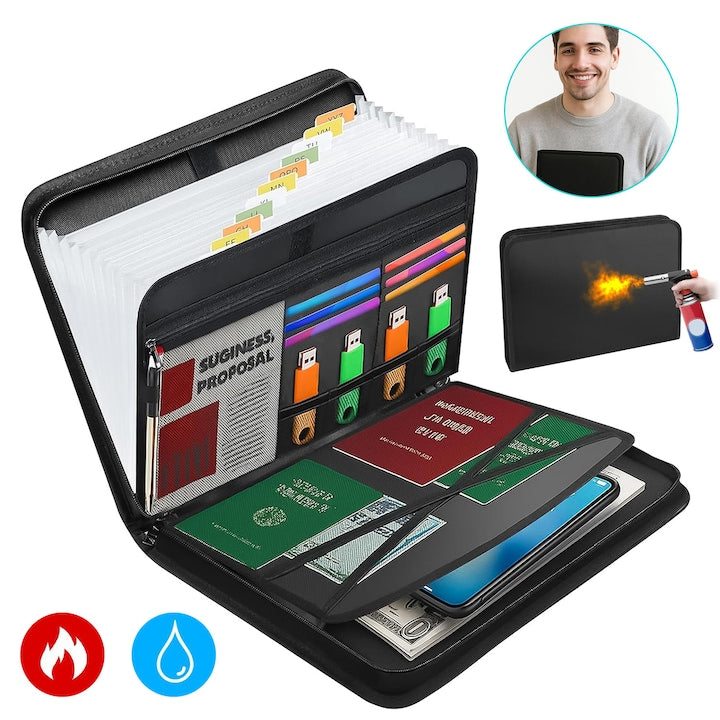 SCHOOLY document organizer, expandable, 13 pockets, waterproof, 36.5x26.5x4cm