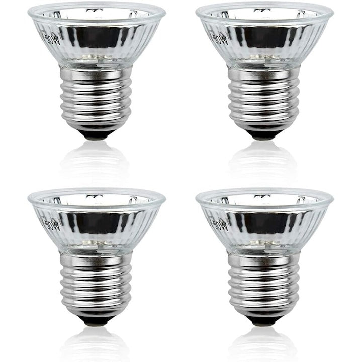 Set 4 Becuri UVA+UVB Pentru Reptile si Amfibieni Iluminare Spectru Complet E26/E27 Durabile Sigurante Argintiu