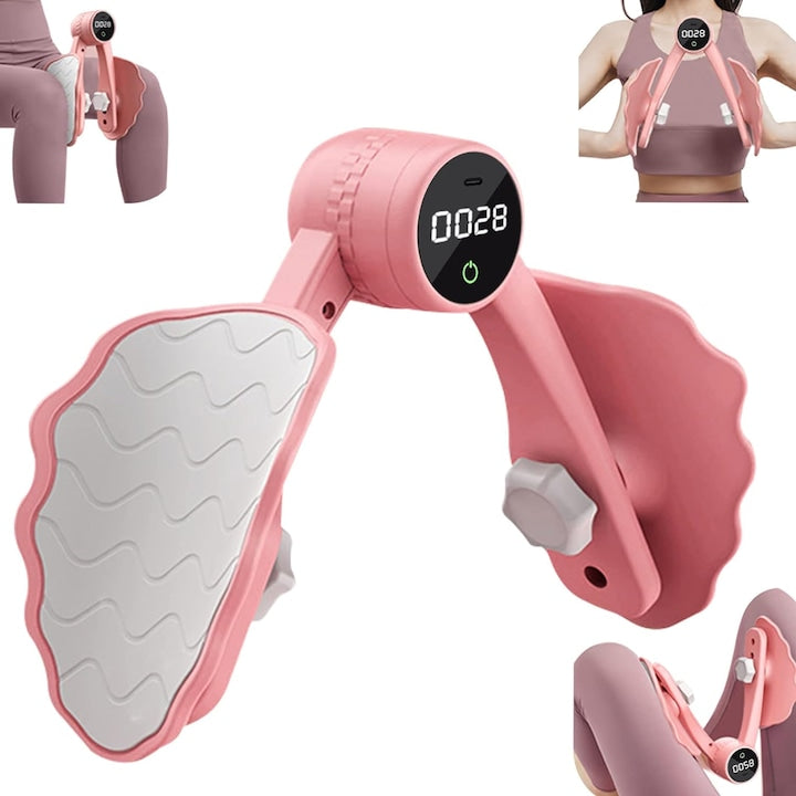 Hip Trainer Device Pelvic Floor Trainer with Digital Display, Multifunctional, Ergonomic, Adjustable, Smart Counting, Training for Pelvic Floor, Hips, Legs, Thighs, Glutes, Arms and Back, Pink