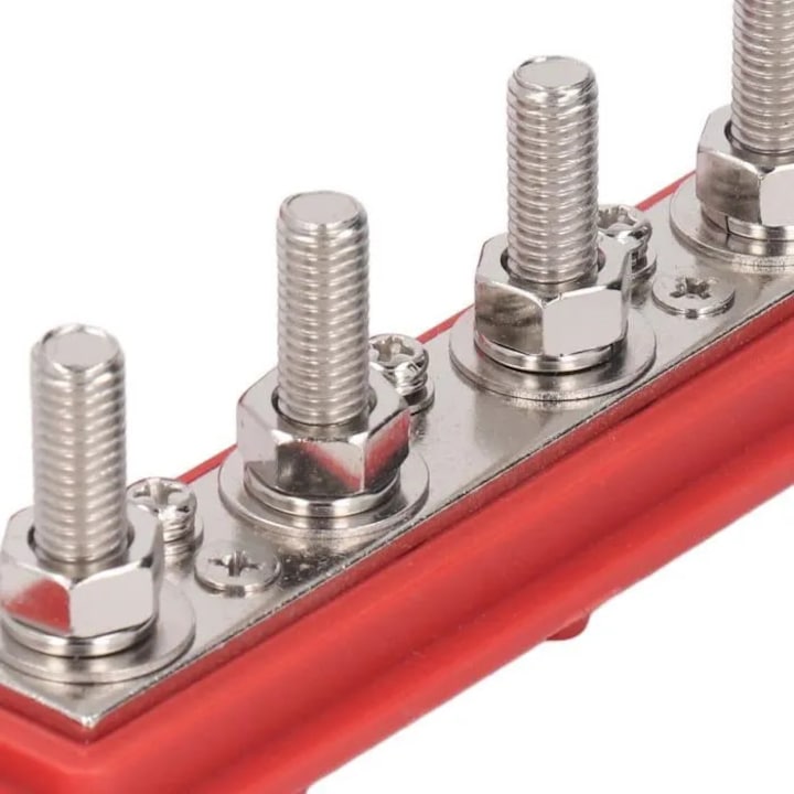 Bara omnibus 48V 2 piese bornier M8 4 borne bloc distributie curent alama 250A