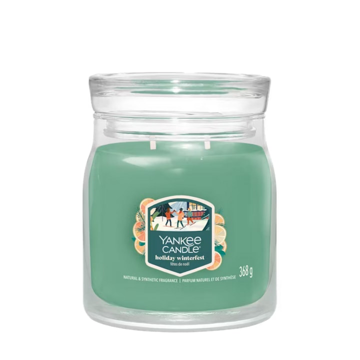 Lumanare medie Yankee Candle Signature Holiday Winterfest parfum citrice ierburi proaspete