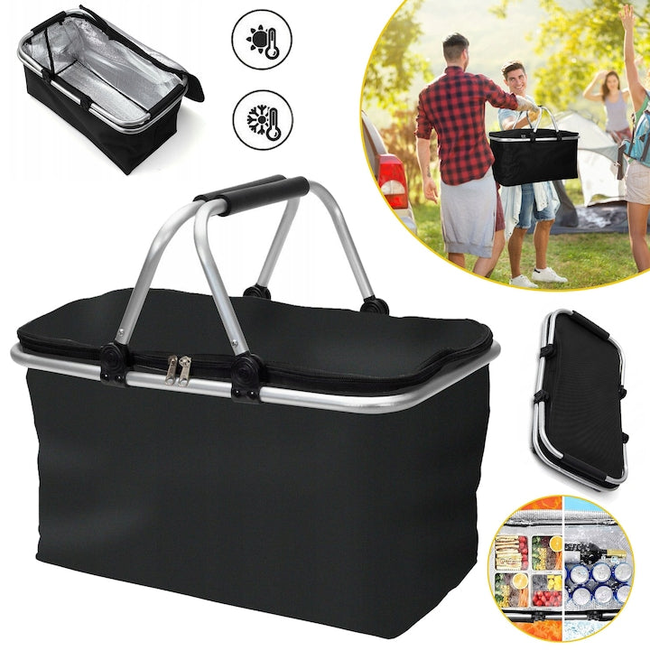 Cos de Picnic Izolat Termic CHOOLY 30L Pliabil Negru 41x23x27cm